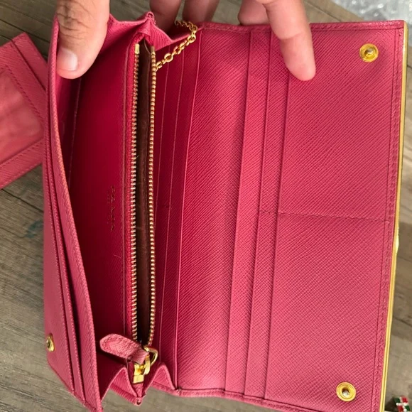 Prada Red Wallet with Gold Chain - Picture 7 of 9